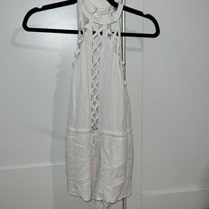 *BRAND NEW WITH TAG* White High Neck Cutout Romper with Tie Waist